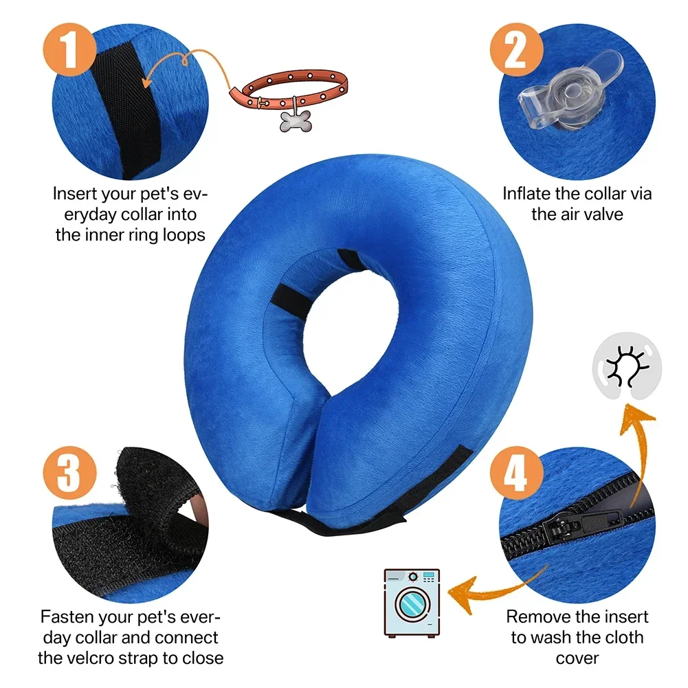 Conos para perros después de la cirugía, Collar protector inflable para perros, Collar de recuperación para mascotas, cono suave para mascotas para perros pequeños, medianos o grandes, gatos