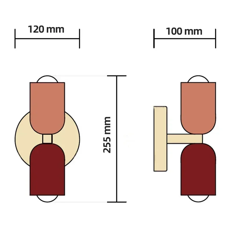 Lámpara de Pared Colorida para Dormitorio, Lámpara de Pared Nórdica para Sala de Estar, Pasillo, Habitación Infantil, Lámpara de Decoración de Interiores para el Hogar Estilo Macaron
