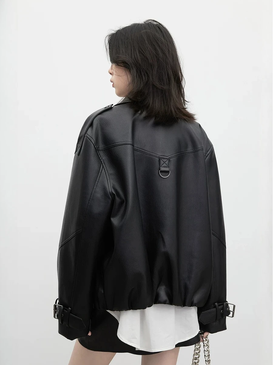 CHIC VEN Nuevo Abrigo de Cuero Sintético para Mujer, Estilo Urbano Sólido, Chaqueta de PU Retro de Motociclista para Mujer, Ropa de Primavera Otoño 2026