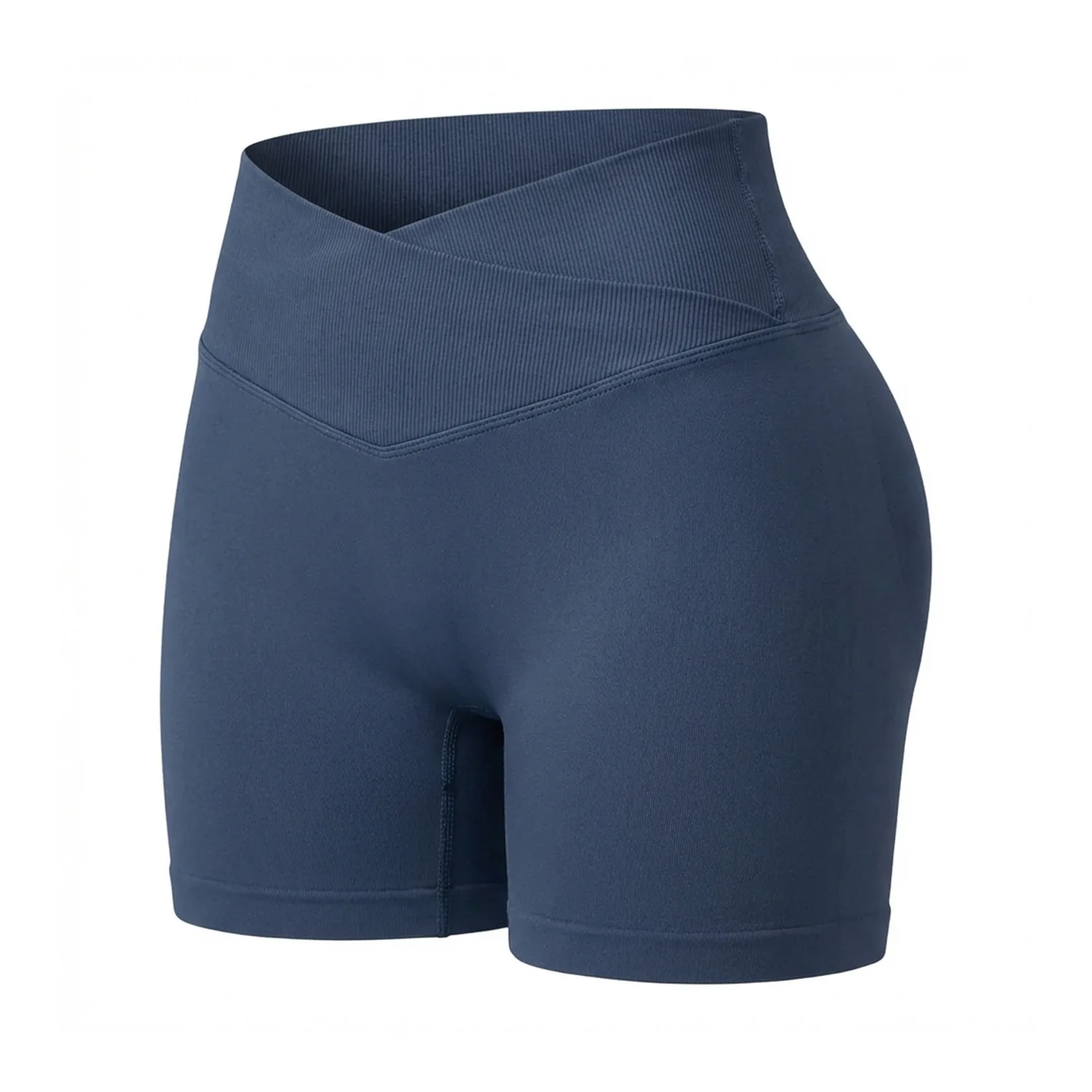 WAREBALL Shorts de 3 pulgadas para mujer, shorts deportivos de ciclismo, cintura cruzada, para gimnasio, entrenamiento, yoga, leggings sin costuras con efecto fruncido en glúteos