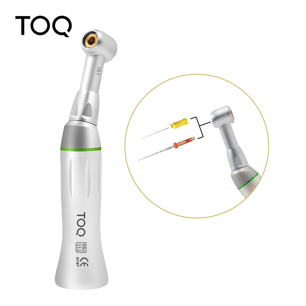 Equipo Oral 60 ° Mandril de botón pulsador de pieza de mano de contraángulo 10:1 con cabezal de limas de mano alternativas de giro para endodoncia