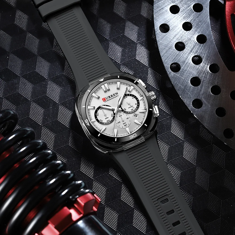 Relojes de Cuarzo CURREN 8502 Nuevos para Hombre, Cronógrafo, Calendario, Luminosos, Deportivos, Resistentes al Agua 30M, Correa de Silicona, Reloj de Pulsera para Hombre
