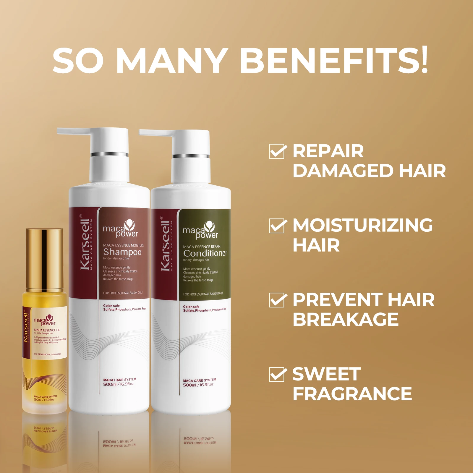 Karseell Collagen Cabello Argan, Serie de Productos para el Cuidado del Cabello con Aceite de Argán, Champú y Acondicionador para Cabello Seco y Dañado, para Todo Tipo de Cabello