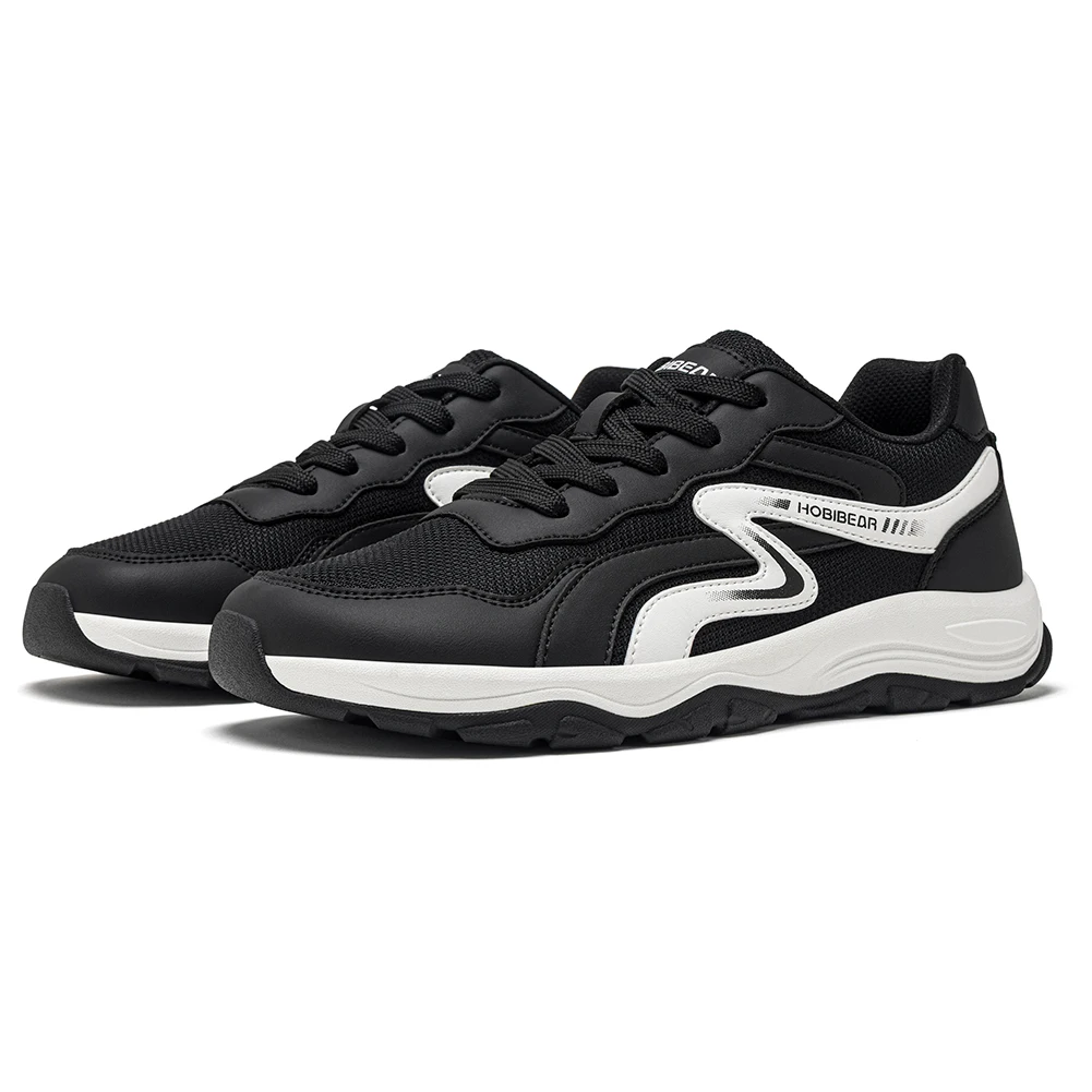 HOBIBEAR Zapatillas de correr unisex con punta ancha, zapatillas de senderismo con cordones, zapatillas de viaje al aire libre, zapatillas de malla de cuero artificial para caminar