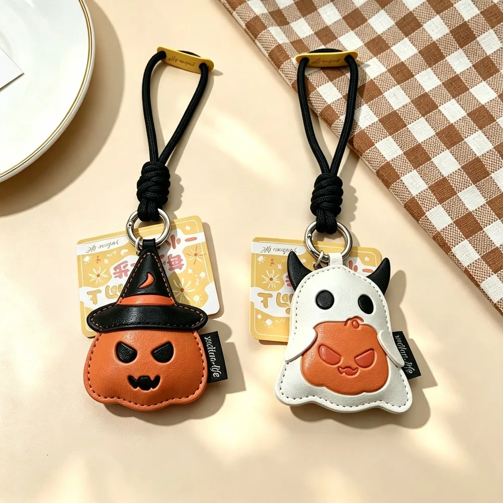 Llavero con Colgante de Fantasma de Calabaza, Adorno de Bolsa de Dibujos Animados, Llavero Compacto de PU para Bolsas, Fiestas de Halloween y Viajes de Vacaciones
