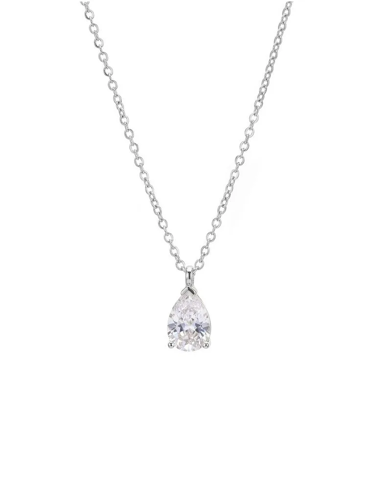 Collar de plata de ley 925 con forma de pera vertical y circonita para mujer, joyería fina minimalista de alta calidad para fiesta de compromiso y boda