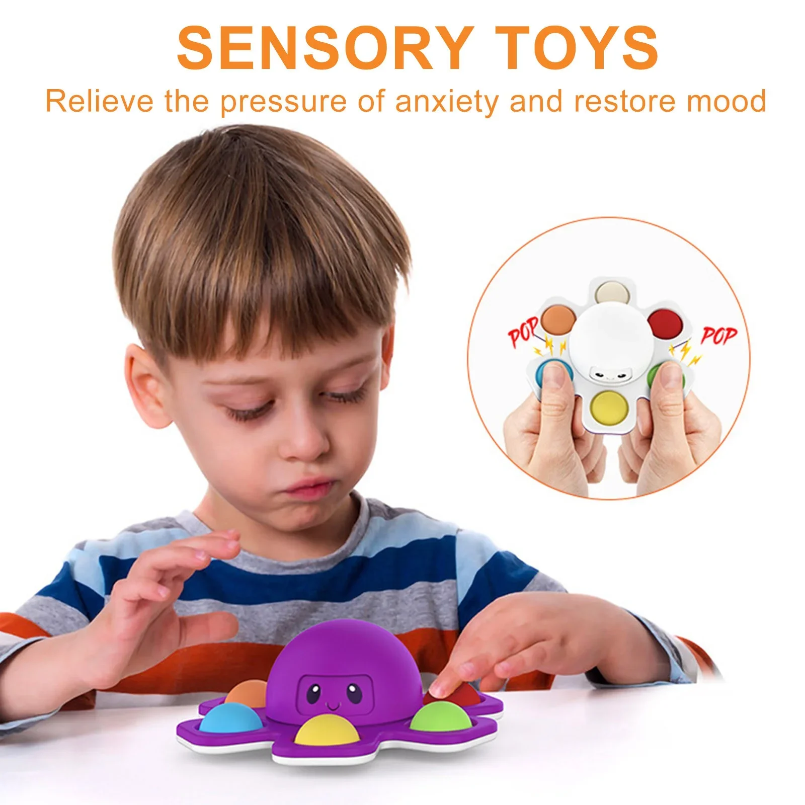 1 pieza de nuevo spinner antiestrés con burbujas, juguete sensorial que cambia de cara, spinner push popete, juguetes antiestrés para niños.