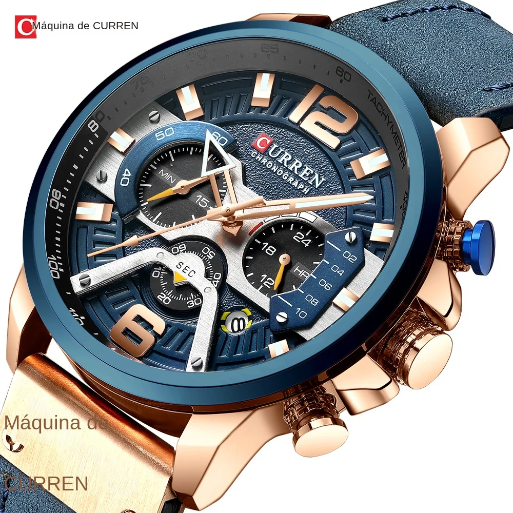 Relojes deportivos CURREN informales para hombre, reloj de pulsera de Cuero militar de lujo de marca superior, reloj de pulsera para hombre, reloj de pulsera cronógrafo de moda