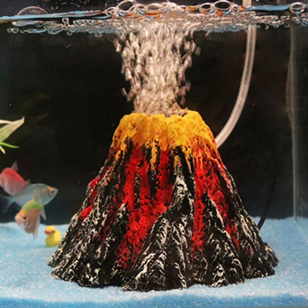 Adornos de simulación de volcán, piedra de aire creativa, micropaisaje, decoración de tanque de peces de alta calidad, 8,5x5,5 cm