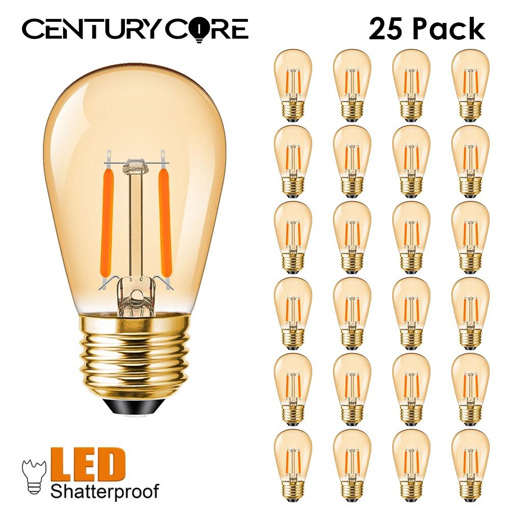 Plástico S14 bombilla Led E27 220V E26 110V atenuador 2W blanco cálido inastillable al aire libre Vintage para cadena de luces decoración de jardín
