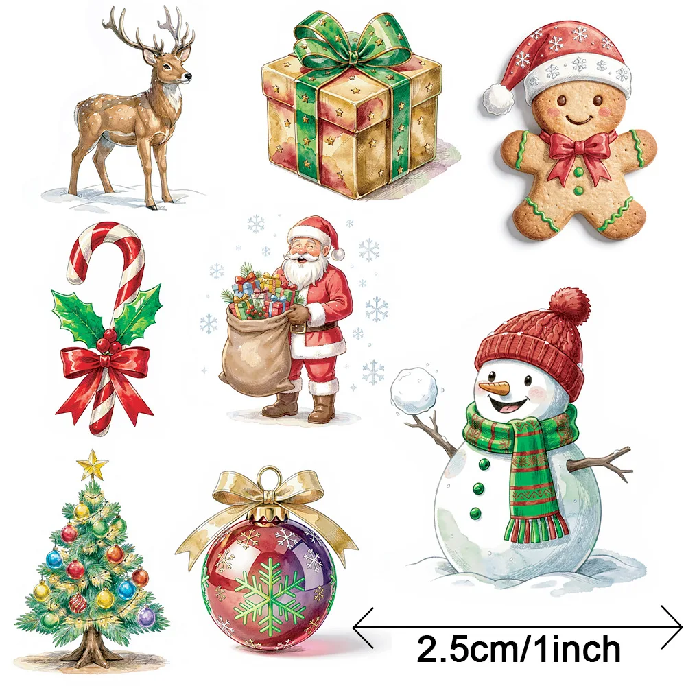 500 piezas/rollo de pegatinas navideñas de dibujos animados, etiquetas para envolver regalos de Navidad, pegatinas de recompensa, papelería para álbumes de recortes, 1"