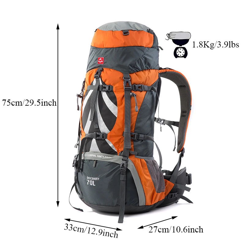 Naturehike-mochilas de senderismo de 70L para exteriores, bolsa de escalada impermeable de gran capacidad para hombre y mujer, mochila de viaje para acampar Bushcraft