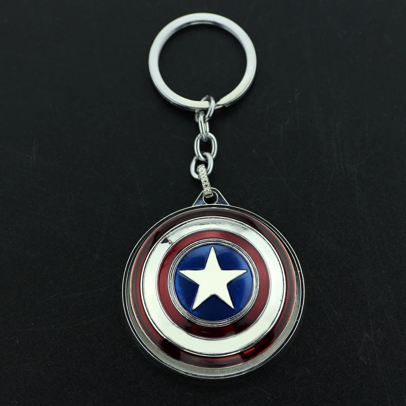 Llavero con Escudo del Capitán América, Divertido y Creativo, Giratorio, Superhéroe de los Vengadores, Accesorio para Mochila y Llaves de Coche