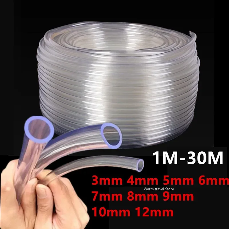 Mangueras de plástico transparente de PVC, tubo de bomba de agua de 3, 5, 6, 7, 8, 9, 10, 12mm de diámetro interior, pecera, jardín, 1M, 3M, 5M, 10M, 30M