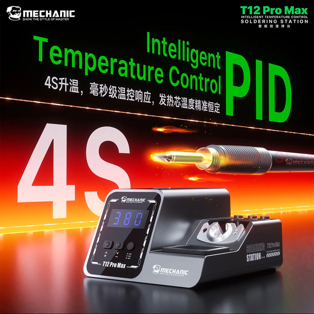 Estación de soldadura MECHANIC T12Pro Max T12 con control PID, 160W de alta potencia, calentamiento rápido en 4s, modo de reposo inteligente, herramienta de reparación de soldadura con mango T12.