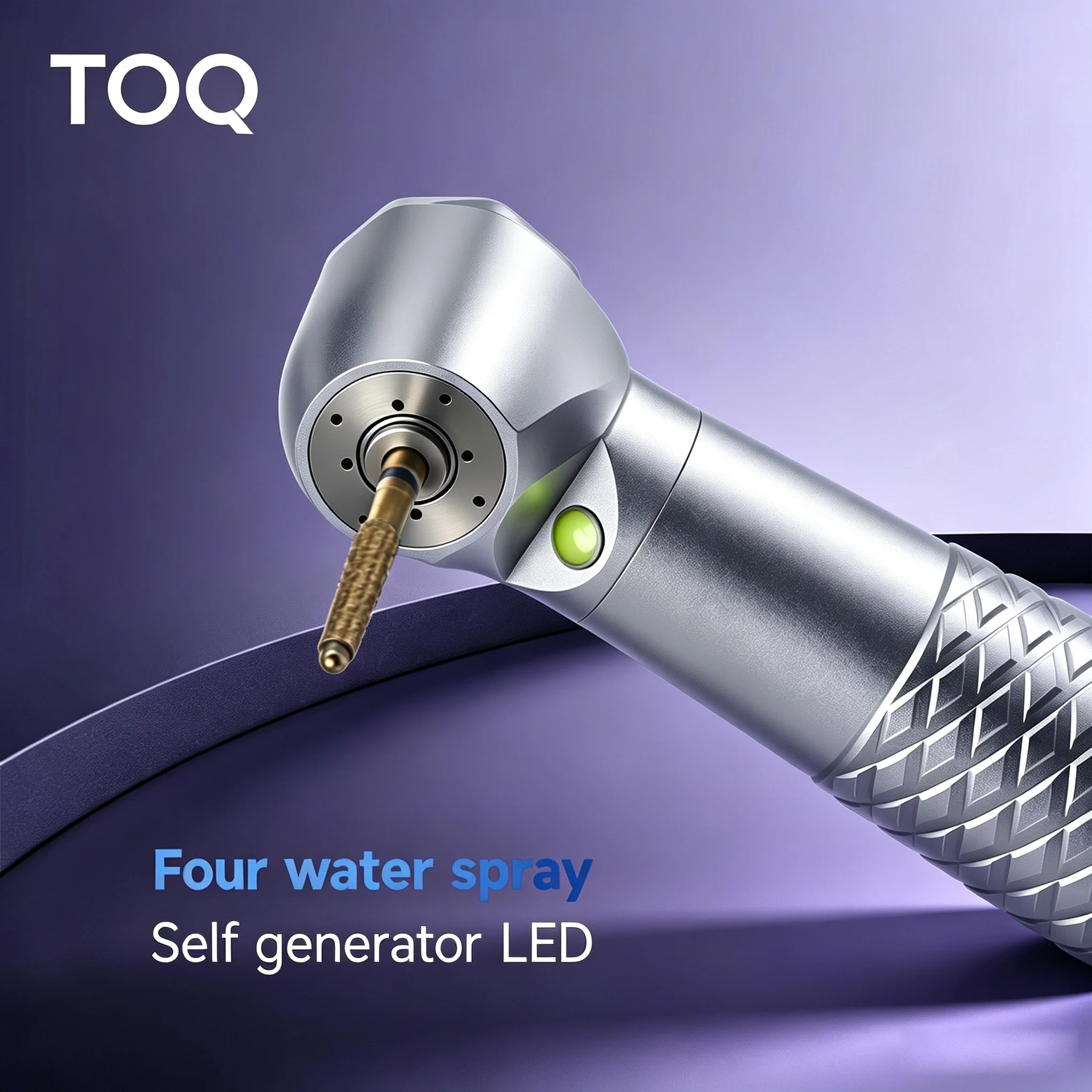 TOQ Dental Pieza de mano de alta velocidad con generador eléctrico autónomo, luz LED, turbina de aire, botón de presión, triple pulverización de agua, 2 orificios