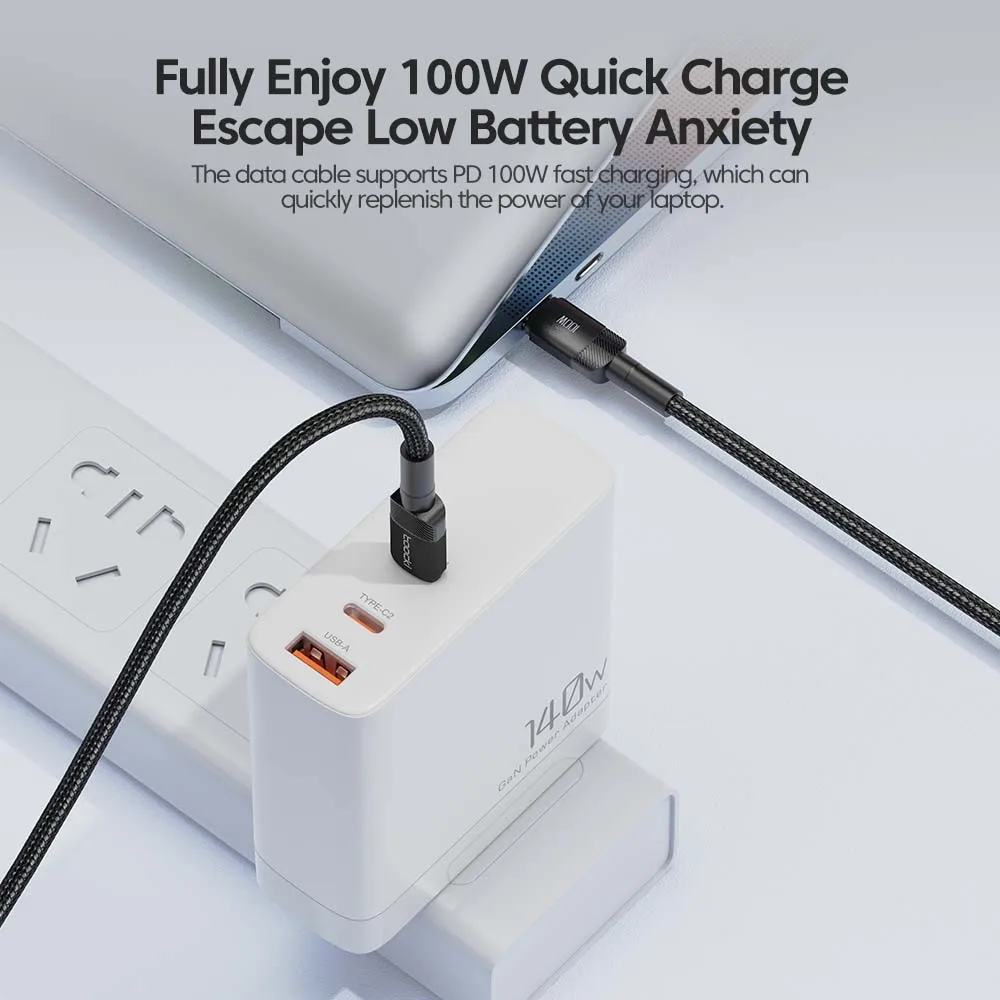 Toocki 100W tipo C a USB C cable PD 3,0 carga rápida 4,0 carga rápida tipo C a tipo C para iPhone 15 Macbook Samsung Xiaomi