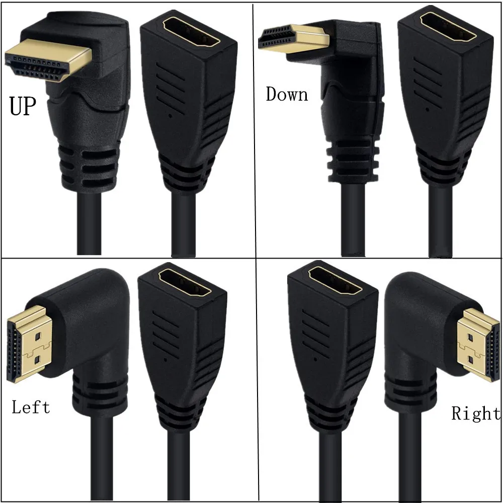 Cable de extensión de 180cm compatible con HDMI macho a hembra, 90 grados, 2,0 v, 4K x 2K, 60HZ, utilizado para HD TV LCD Notebook PS3 proyector