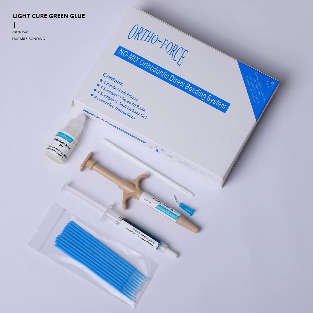 Adhesivos de pegamento para aparatos ortopédicos, pegamento de curado autoligado Universal para soportes dentales, Kit con pegamento, pegamento para soporte de ortodoncia