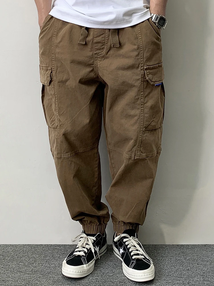 Pantalones Cargo de algodón de alta calidad para hombre, ropa informal japonesa, pantalones tácticos de talla grande, pantalones informales Harajuku para correr, pantalones de moda