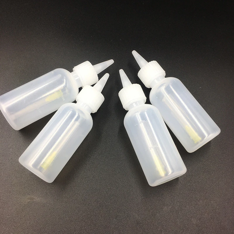 Botella de Plástico Transparente de 50 ml con Aguja, Dispensador de Resina Líquida, Alcohol, Pasta de Soldadura para Limpieza de PCB de Teléfonos, Reparación de Soldaduras