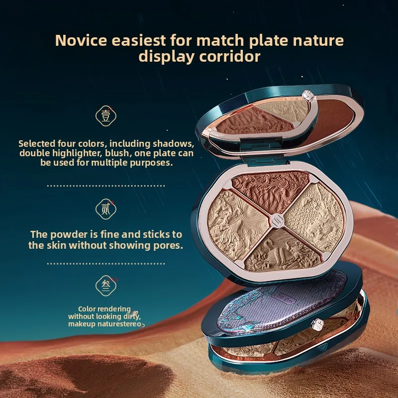 FLORASIS Paleta de Contorno Facial con Brillo, Refinador Nasal, Bronceador Facial, Iluminador en Polvo, Colorete, Iluminadores, Corrector, Maquillaje, Bronceadores
