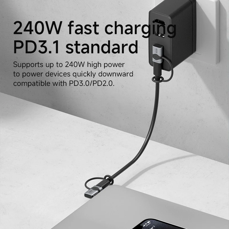 Hagibis-Adaptador USB C a C de 240W con cordón, convertidor de 80Gbps y 90 grados, adaptador USB4 de vídeo 8K para MacBook iPhone 17 Pro Tablet