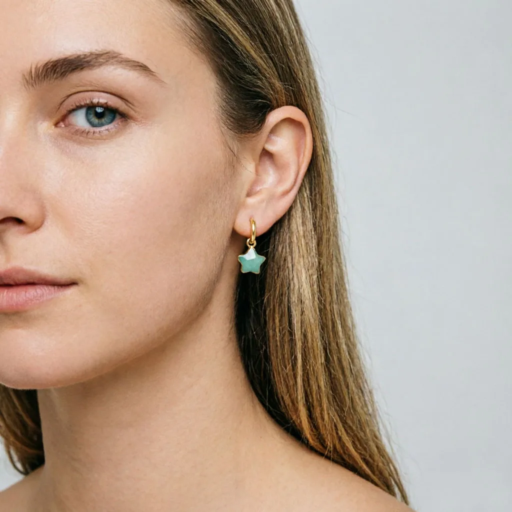 Pendientes Huggie de Acero Inoxidable Novedad 2026 para Mujer – Pequeños Pendientes de Aro con Estrella de Piedra Azul, Joyería de Moda Hipoalergénica