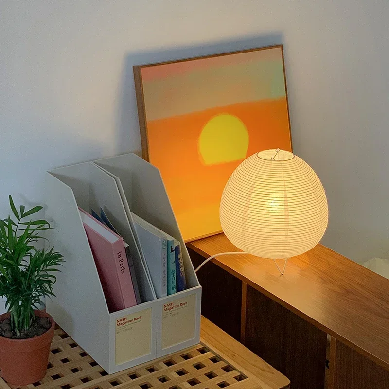 Linterna japonesa, lámpara Led de mesa para sala de estar, dormitorio, mesita de noche, luces de papel de arroz, estudio, arte, decoración creativa, luces de mesa