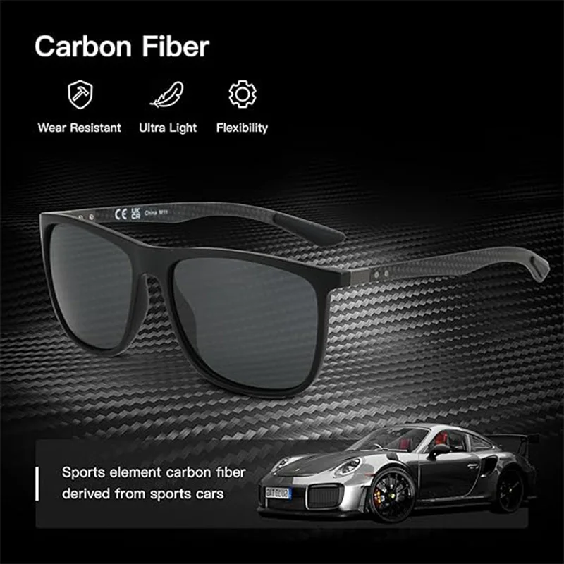 ZENOTTIC nuevas gafas de sol polarizadas cuadradas para hombres gafas de sol ultraligeras de fibra de carbono para conducir, pescar, Golf, deporte, protección UV400
