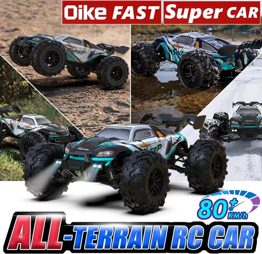 Coche de Carreras Oike RC con Luces LED, 50KM/H / 80KM/H, Motor sin Escobillas, 4WD, Control Remoto, Eléctrico, de Alta Velocidad, Monster Truck para Adultos