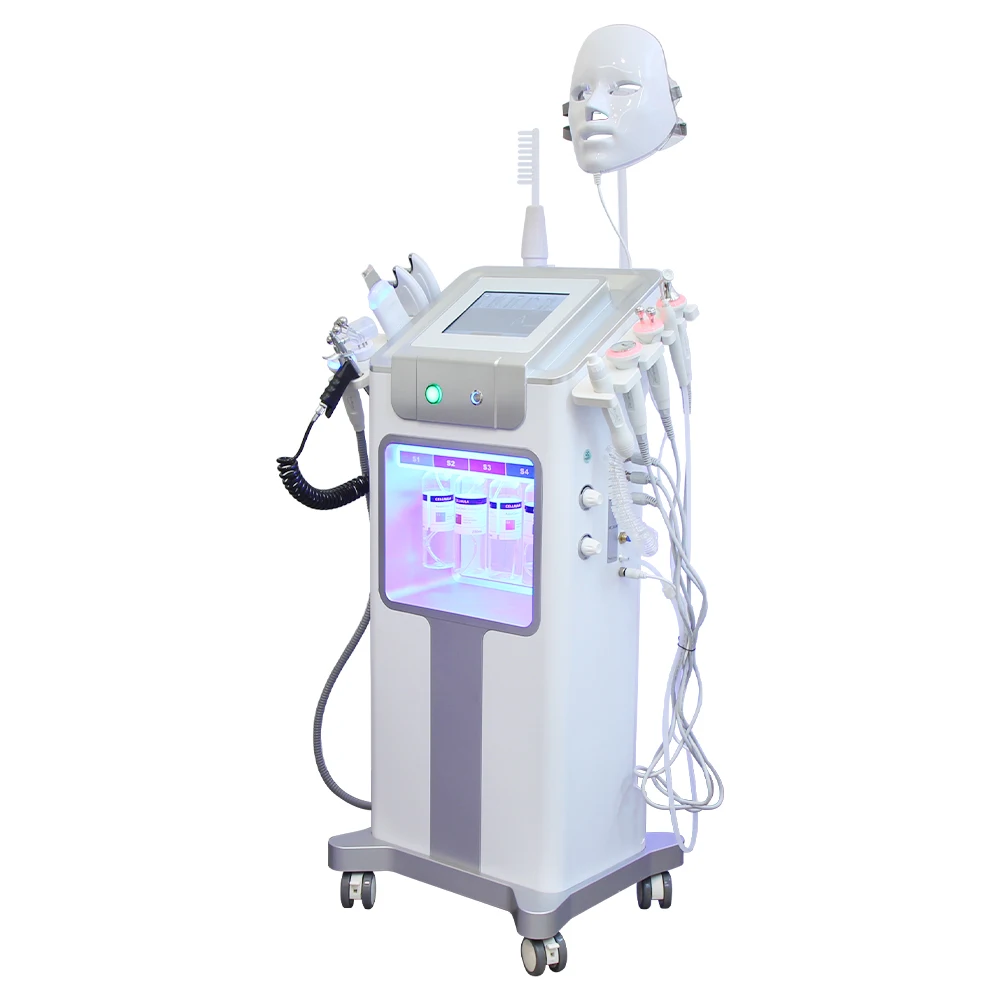 AOKO nuevo 12 en 1 hidrodermoabrasión Aqua Peeling ultrasonido cuidado Facial inyección de oxígeno rejuvenecimiento de la piel máquina de belleza de merlán
