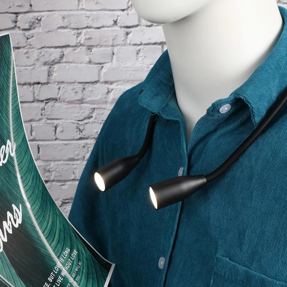 Luces de lectura LED recargables para el cuello, luz para el cuello para lámpara de lectura, 3 colores, 9 brillos, luz Flexible para el cuello y el brazo, luz para leer libros