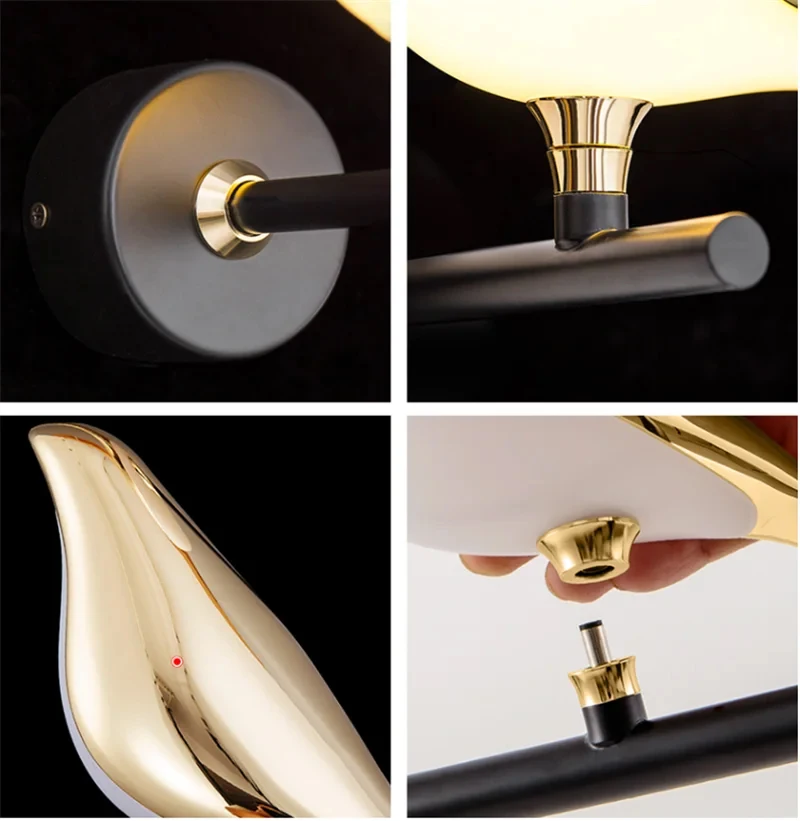 Lámpara de pared LED moderna para decoración del hogar, candelabro de iluminación interior de pájaro de Urraca, dormitorio, cabecera, sala de estar, arte decorativo Candelabro de pájaro nórdico para mesa de comedor luz