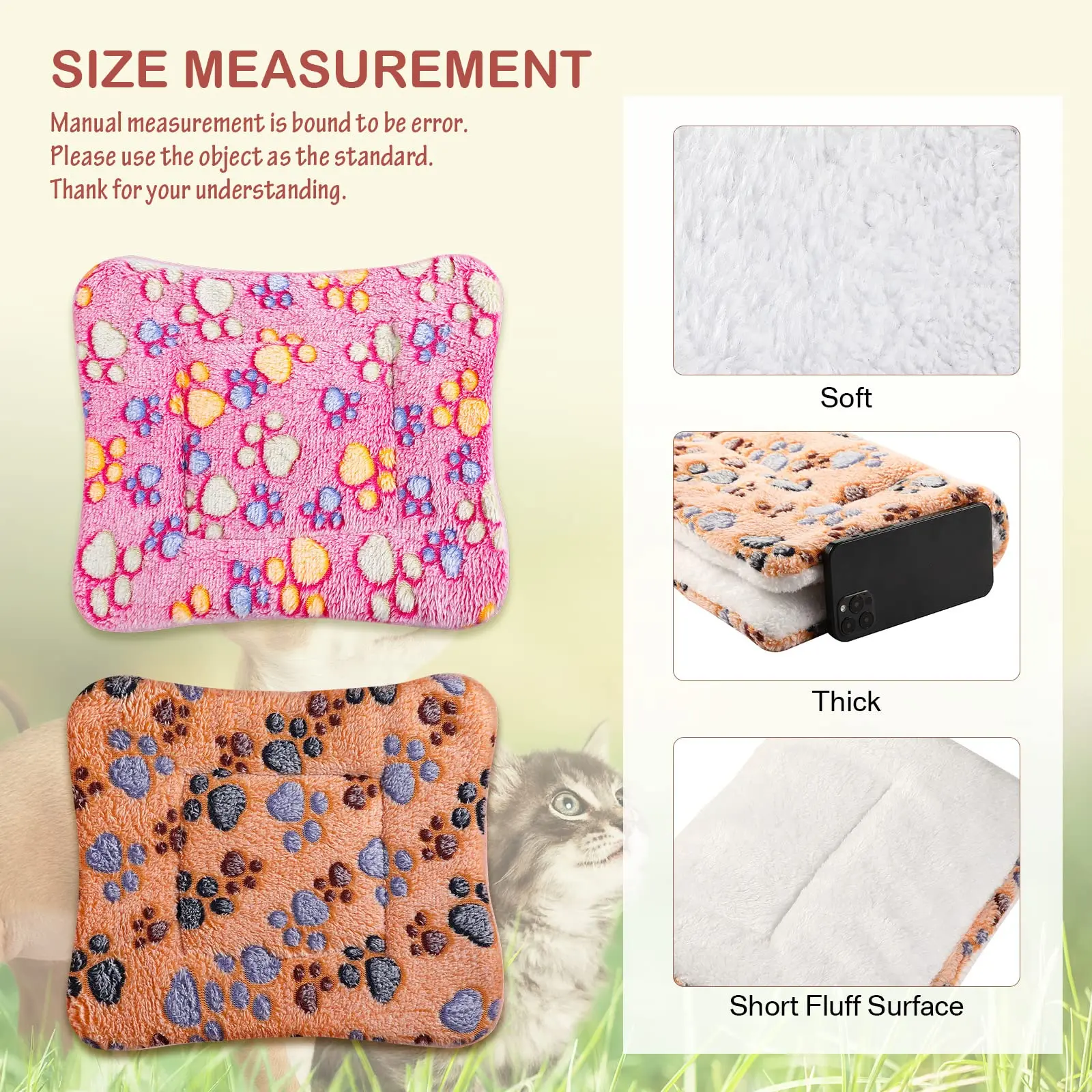 Cama de franela de gran tamaño para perros, cama gruesa para gatos, estera para dormir, manta para cachorros, gatitos, alfombra para cama para perros pequeños, medianos y grandes