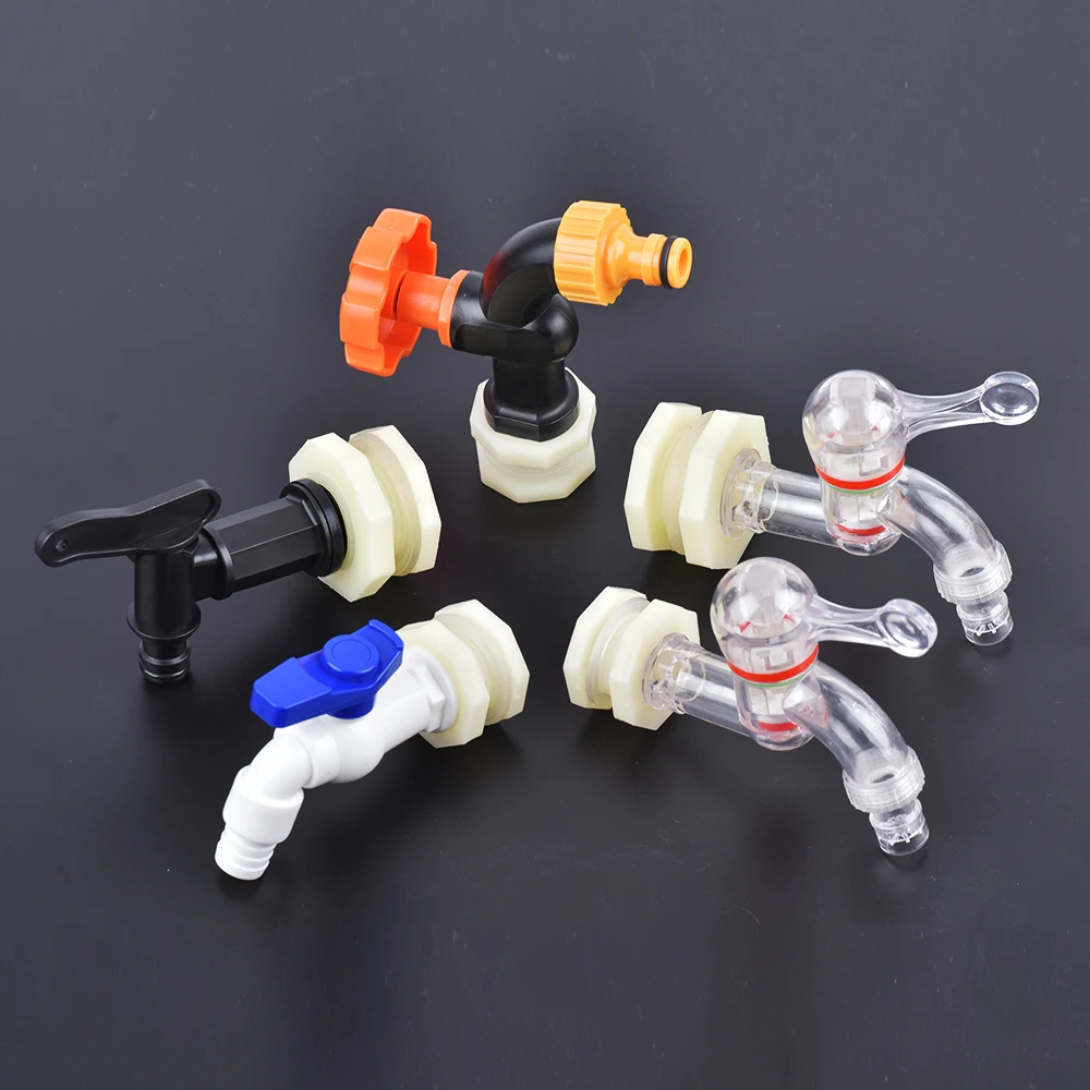 Válvula de conector de tanque de agua de plástico ABS, 1/2 ", 3/4" pulgadas, grifo de acuario, mamparo de tanque, accesorio de drenaje de repuesto