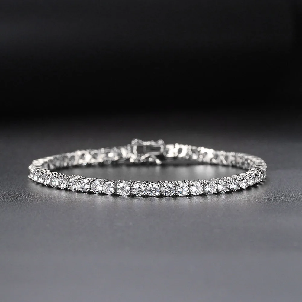 Precio de fábrica D VVS1 pulsera de tenis de moissanita Plata de Ley 925 clásicos de una sola fila con pulseras GRA para mujer hombre joyería