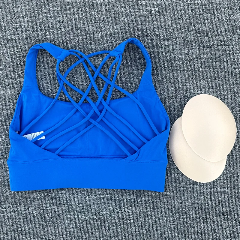 Nuevo Sujetador deportivo para Fitness para mujer, Push Up, espalda cruzada, a prueba de golpes, para correr, entrenamiento de gimnasia, entrenamiento, ropa interior de Yoga, Tops cortos