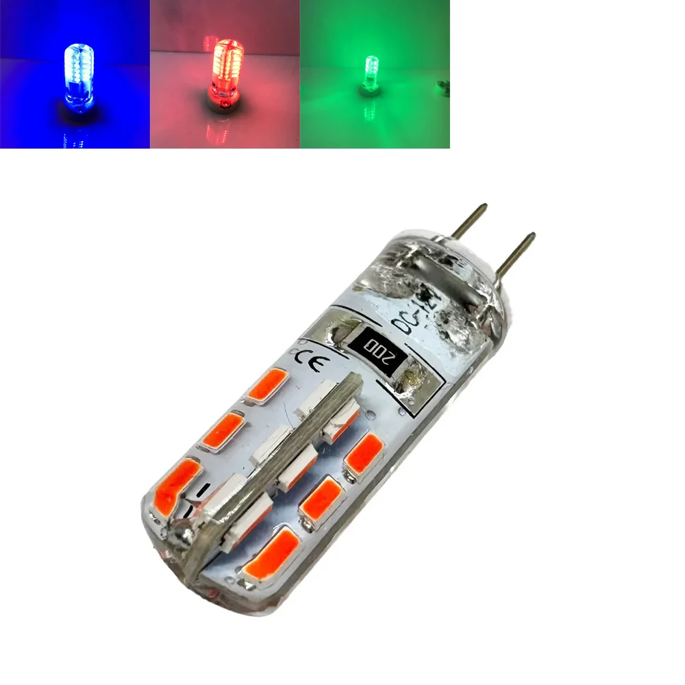Bombilla LED de mazorca de maíz para decoración del hogar, lámpara de silicona G4, 3 W, 5W, 24LED, 48LED, azul, verde, rojo, 3014SMD, 12V