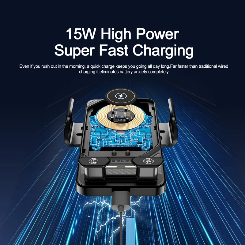 Cargador Inalámbrico Universal para Teléfono de Auto de 15W con Soporte Táctil 90 °   Soporte Giratorio para Samsung S25 S24 iPhone 17 16 15 14 13 12 11 Pro Max