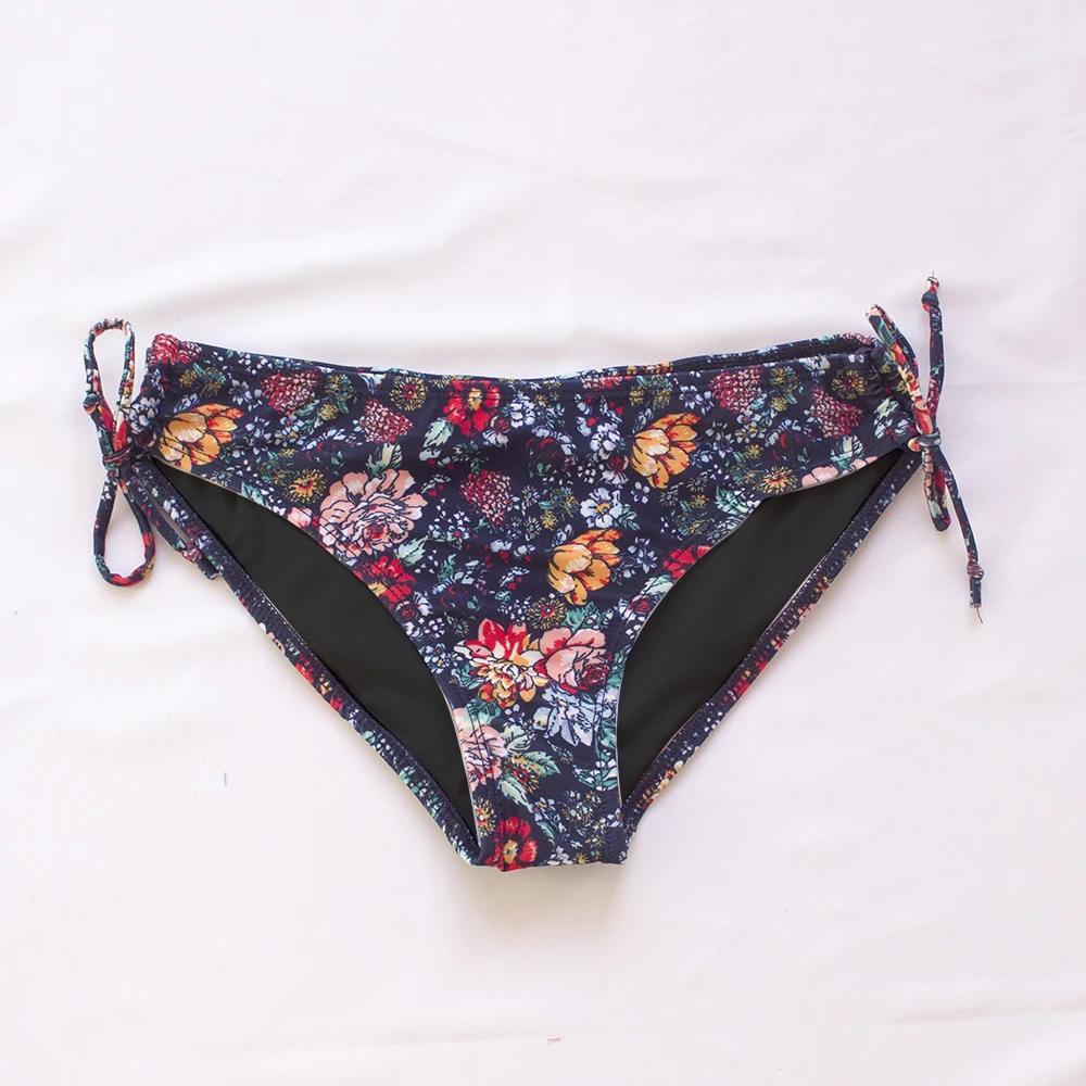 Bikini Básico con Banda Floral, Tanga Brasileña, Parte Inferior de Bikini para Mujer 2026, Traje de Baño Sexy, Parte Inferior de Traje de Baño para Mujer 171T