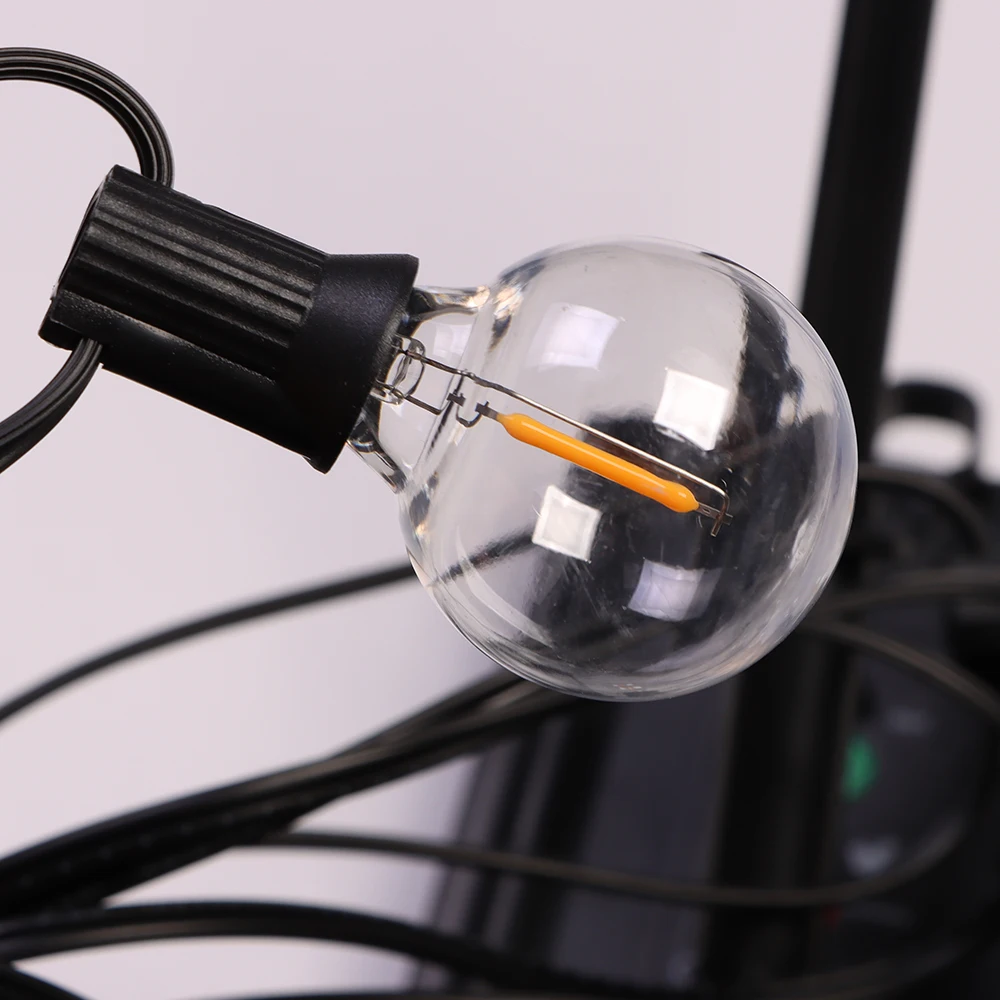 Guirnaldas de luces alimentadas por energía Solar para exteriores, 12M, 30 LEDS, G40, luces colgantes de globo impermeables con energía Solar y USB, inastillables
