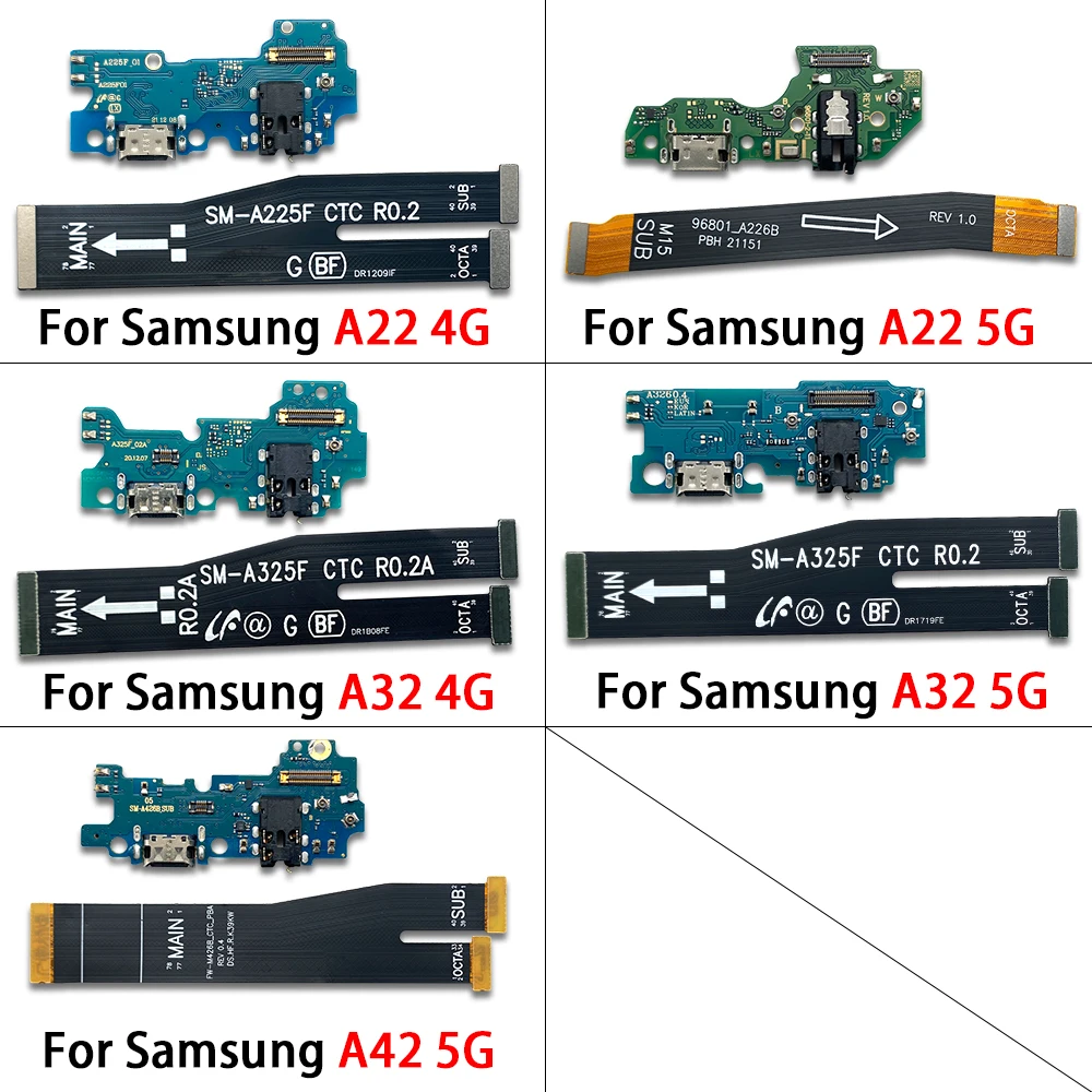 Conector de base USB, puerto de carga, Cable flexible para Samsung A22 A32 A42 4G 5G A225F A226 A325F A336, placa de carga con módulo de micrófono