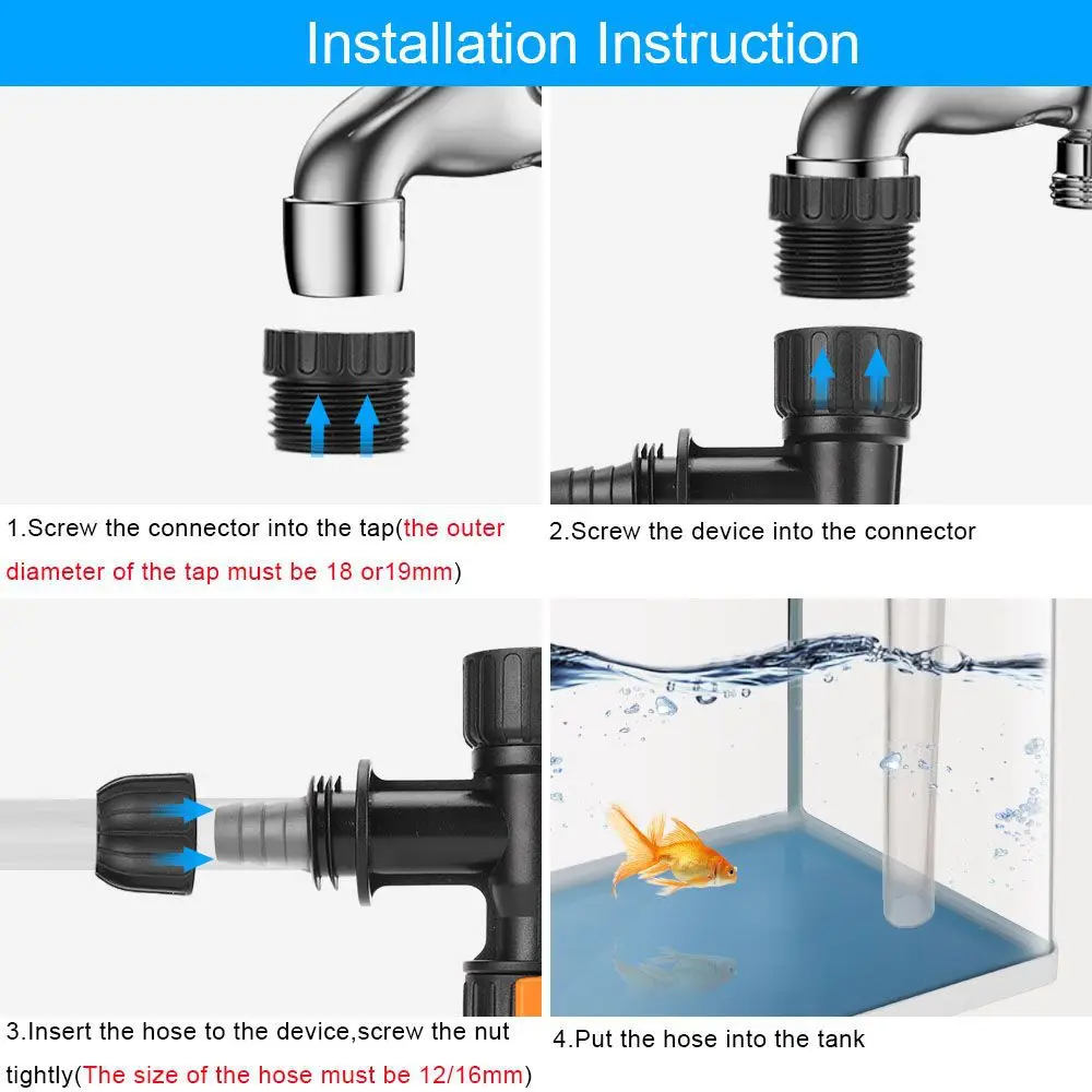 Cambiador de agua para acuario sin cubo, herramientas de limpieza para pecera, sifón, bomba rápida Universal, cambio de agua para acuario