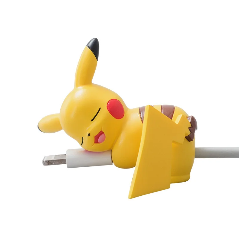 Protector USB de Pokémon, Cable Kawaii, Protector de figura de dibujos animados para cargador, accesorios para iphone, figuras de juguete de Anime, Pikachu Eevee