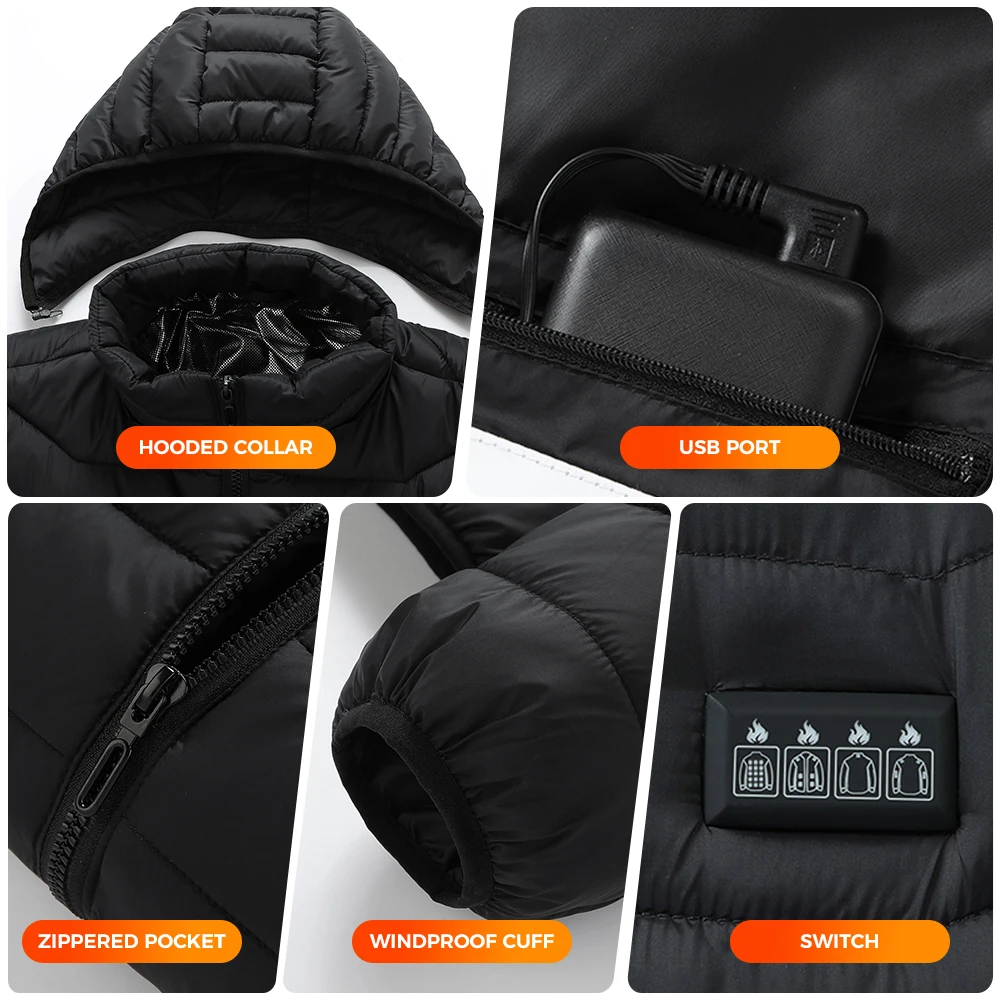 TODWARM Chaqueta calefactable de 26 áreas, chaqueta de invierno para motocicleta para hombre y mujer, chaqueta con calefacción eléctrica USB, chaleco calefactable, tela térmica para Moto