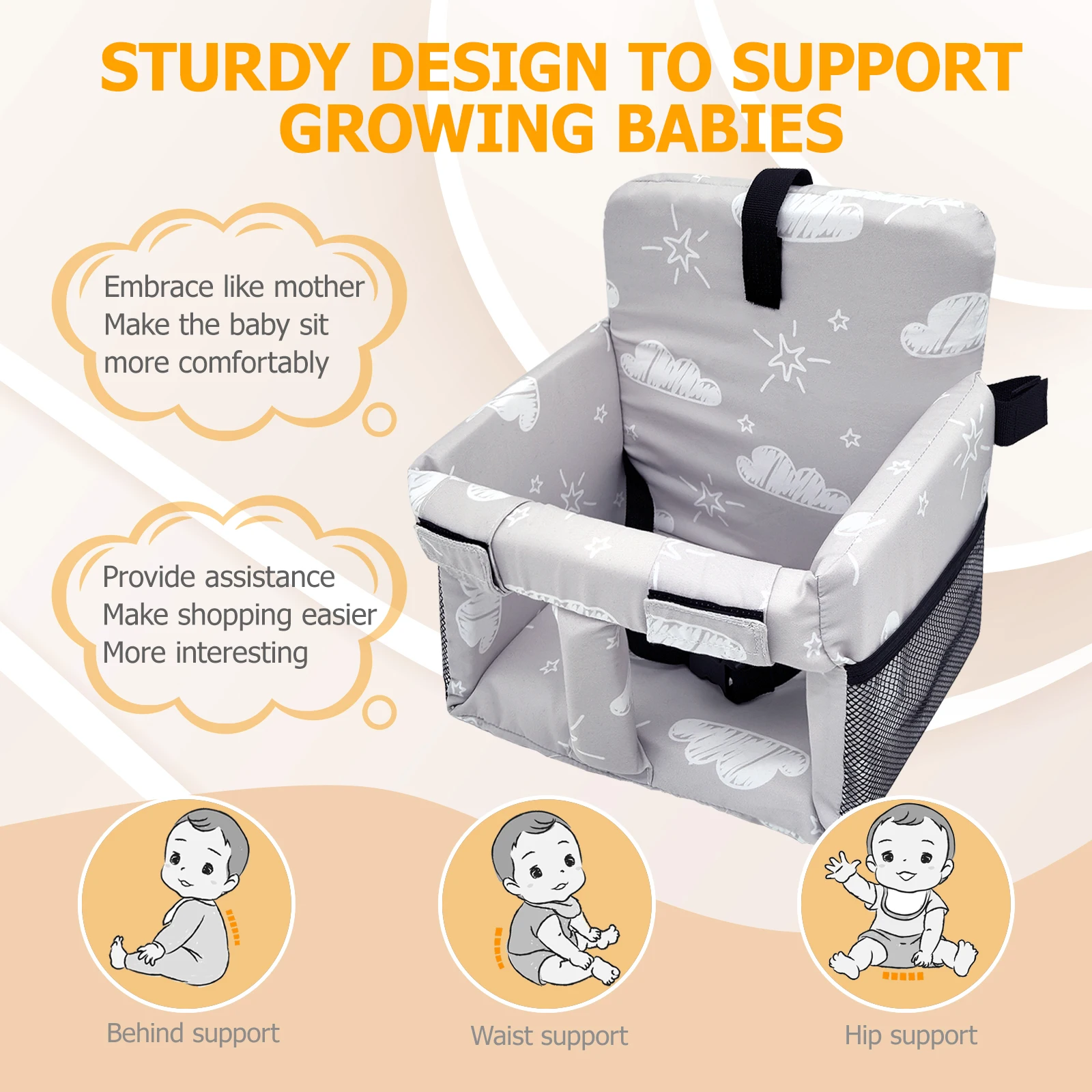 Funda para carrito de compras para bebé, funda para silla alta, funda para carrito de comestibles, funda para asiento de carrito para bebé, asiento para carrito de compras
