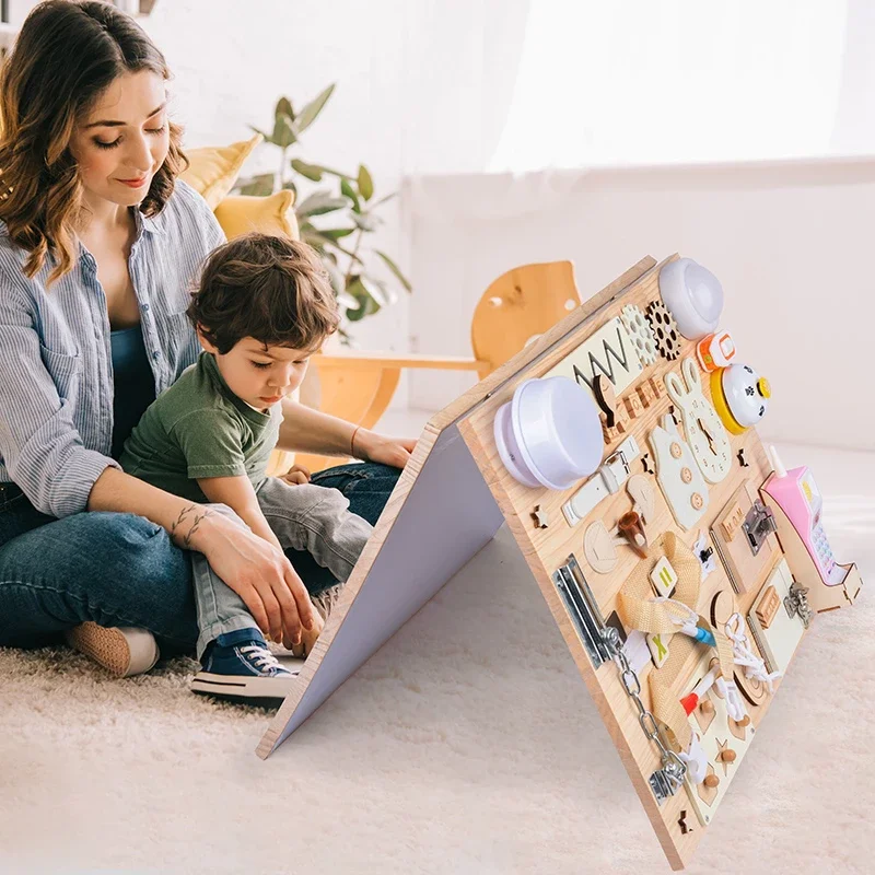 Accesorios de tablero ocupado, pieza de juguete DIY, juguetes de madera, cerraduras de Metal, hebilla de cuero, juegos educativos Montessori, desarrollo intelectual