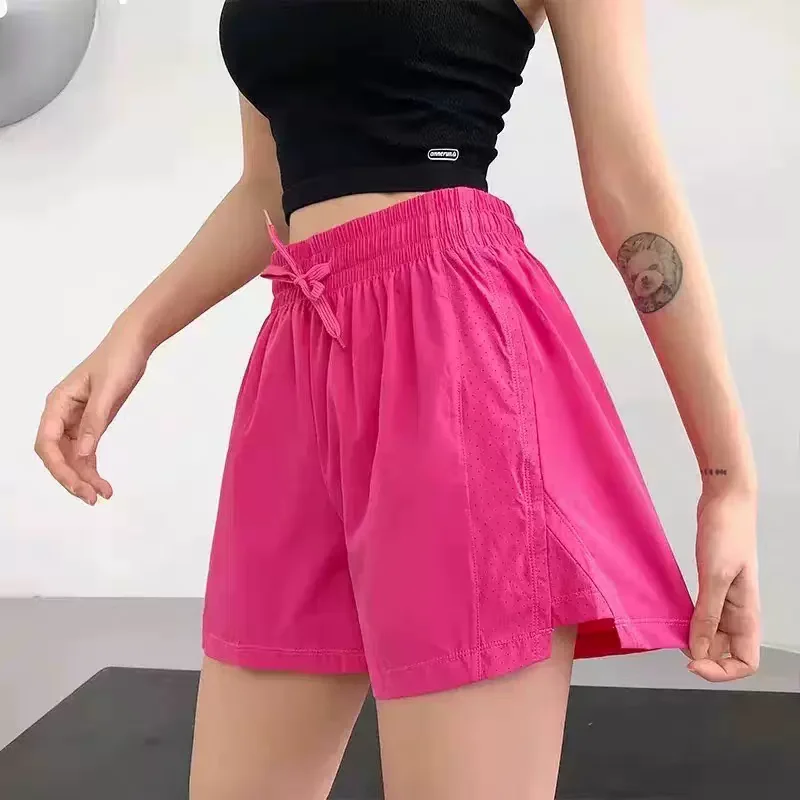 Pantalones cortos de Yoga para correr altos de verano para mujer, pantalones cortos de Control para correr, pantalones cortos de ocio 2 en 1, pantalones cortos de ciclismo, pantalones cortos deportivos