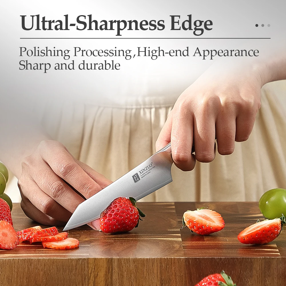 Cuchillo Multiusos XINZUO de 3 Capas de Acero Compuesto de 5'' para Pelar, Cortar y Rebanar, Cuchillo de Cocina Afilado
